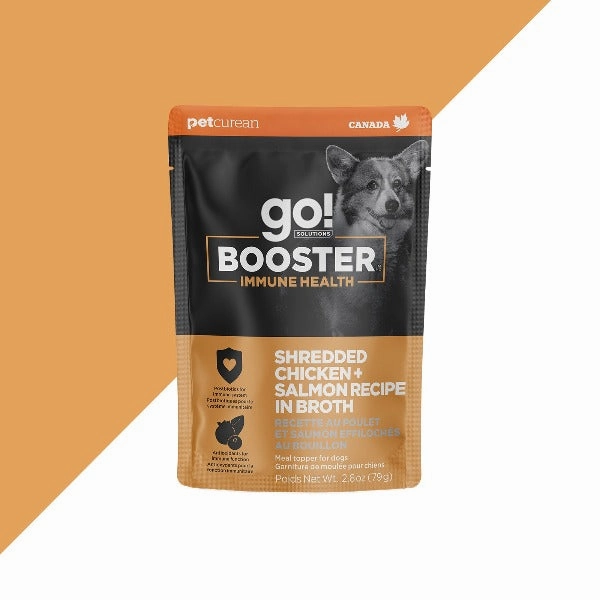Go! Solutions Booster Immune Health Shredded Chicken   Salmon in Bone Broth Dog Food Topper