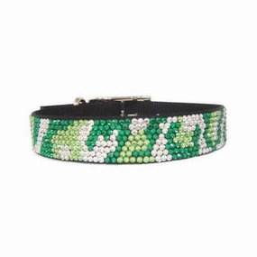 Green Camouflage Crystal Dog Collar