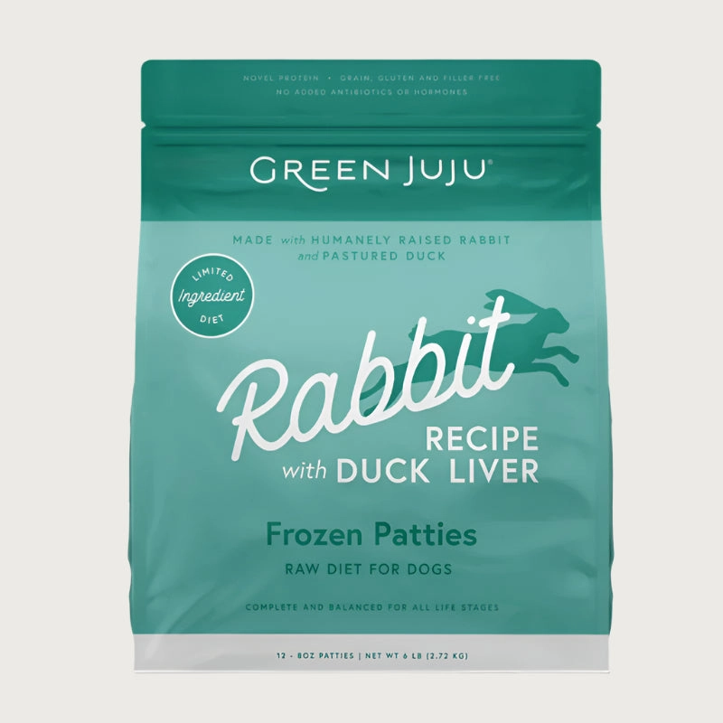 GREEN JUJU Frozen Raw Rabbit Recipe with Duck Liver for Dogs