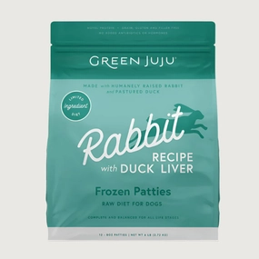 GREEN JUJU Frozen Raw Rabbit Recipe with Duck Liver for Dogs