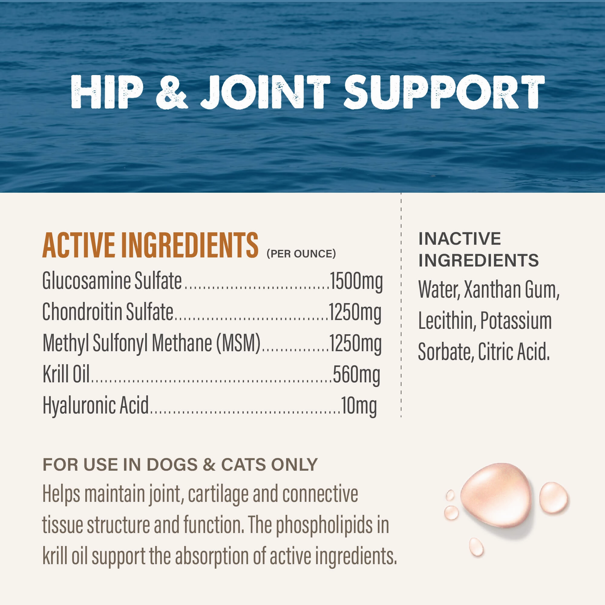Grizzly Pet Products Hip and Joint Liquid Supplement for Dogs