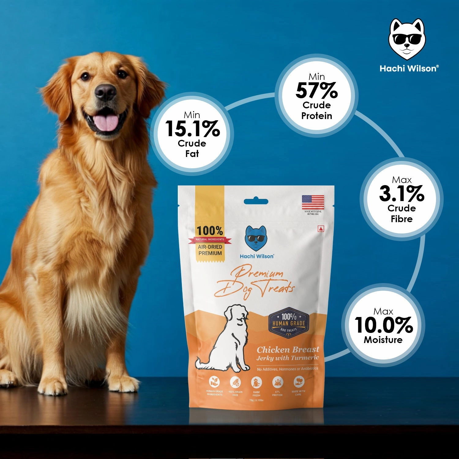 Hachi Wilson Premium Chicken Breast with Turmeric Jerky Dog Treat