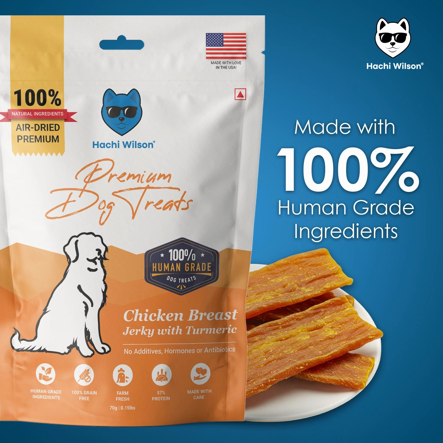 Hachi Wilson Premium Chicken Breast with Turmeric Jerky Dog Treat