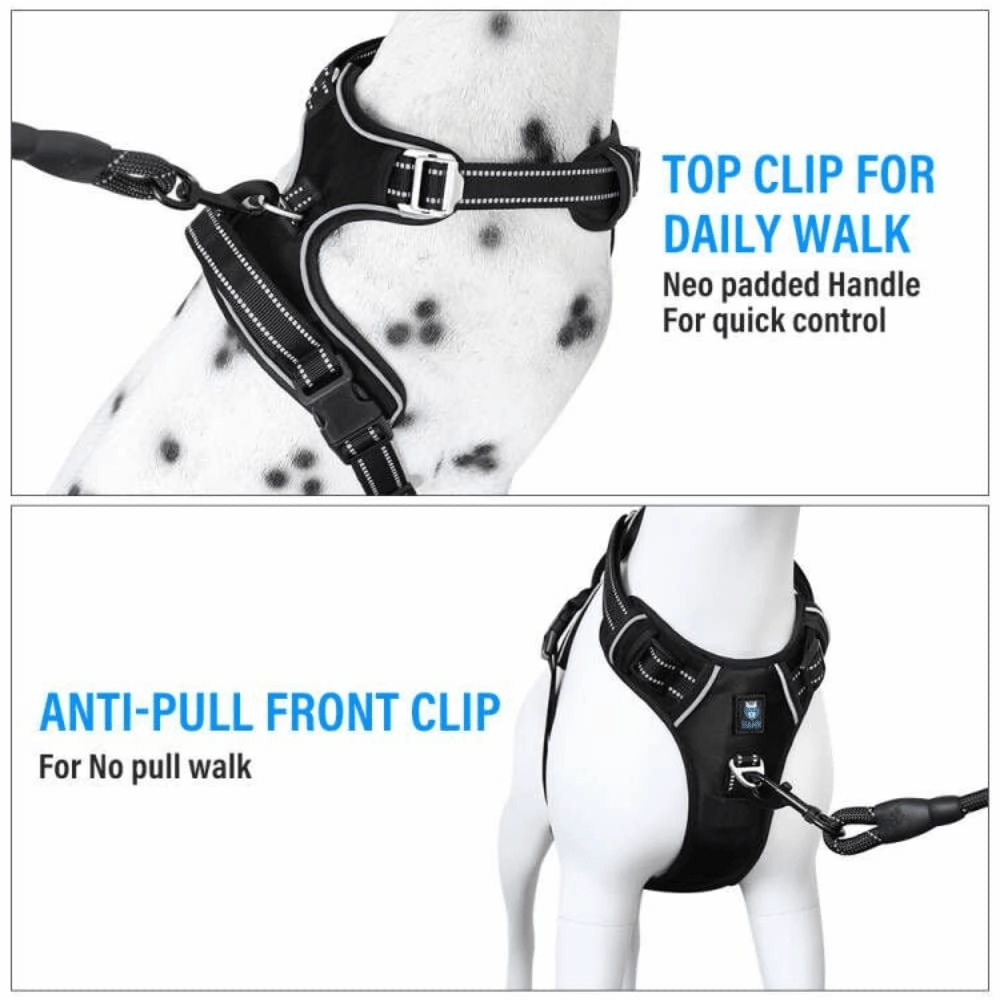 Hank 3M Reflective Harness for Puller Dogs (Black)