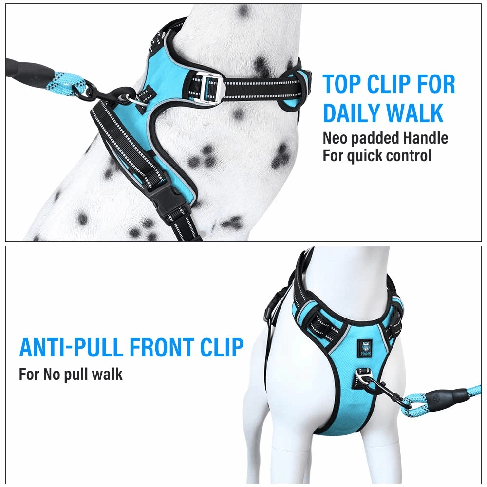 Hank 3M Reflective Harness for Puller Dogs (Cyan Blue)