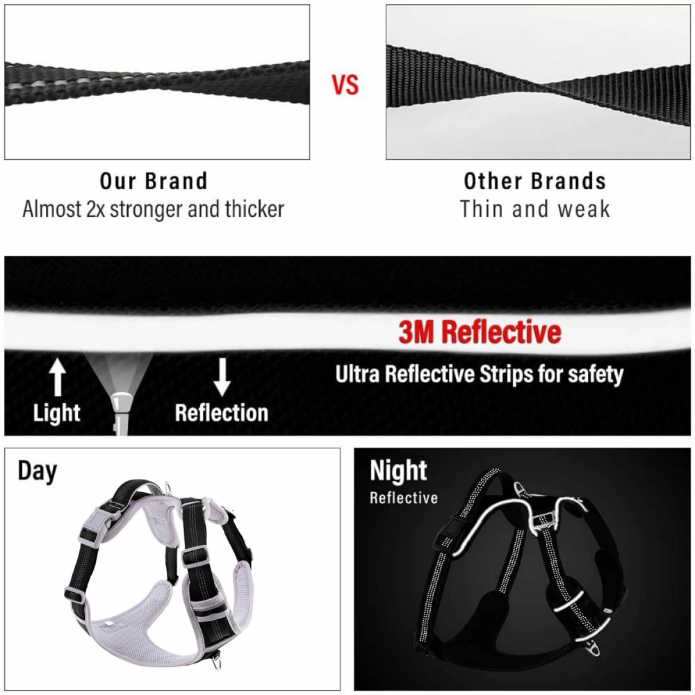 Hank 3M Reflective Harness for Puller Dogs (Grey/Black)