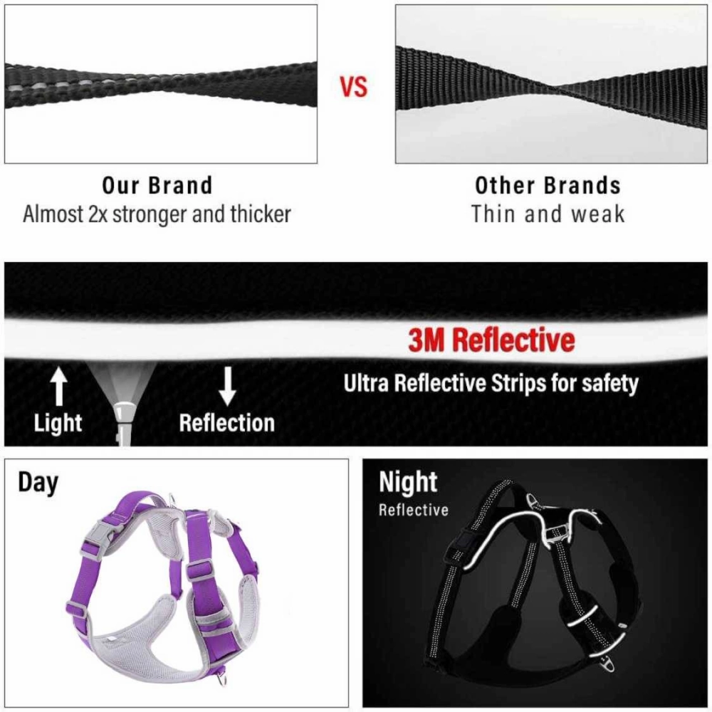 Hank 3M Reflective Harness for Puller Dogs (Grey/Violet)