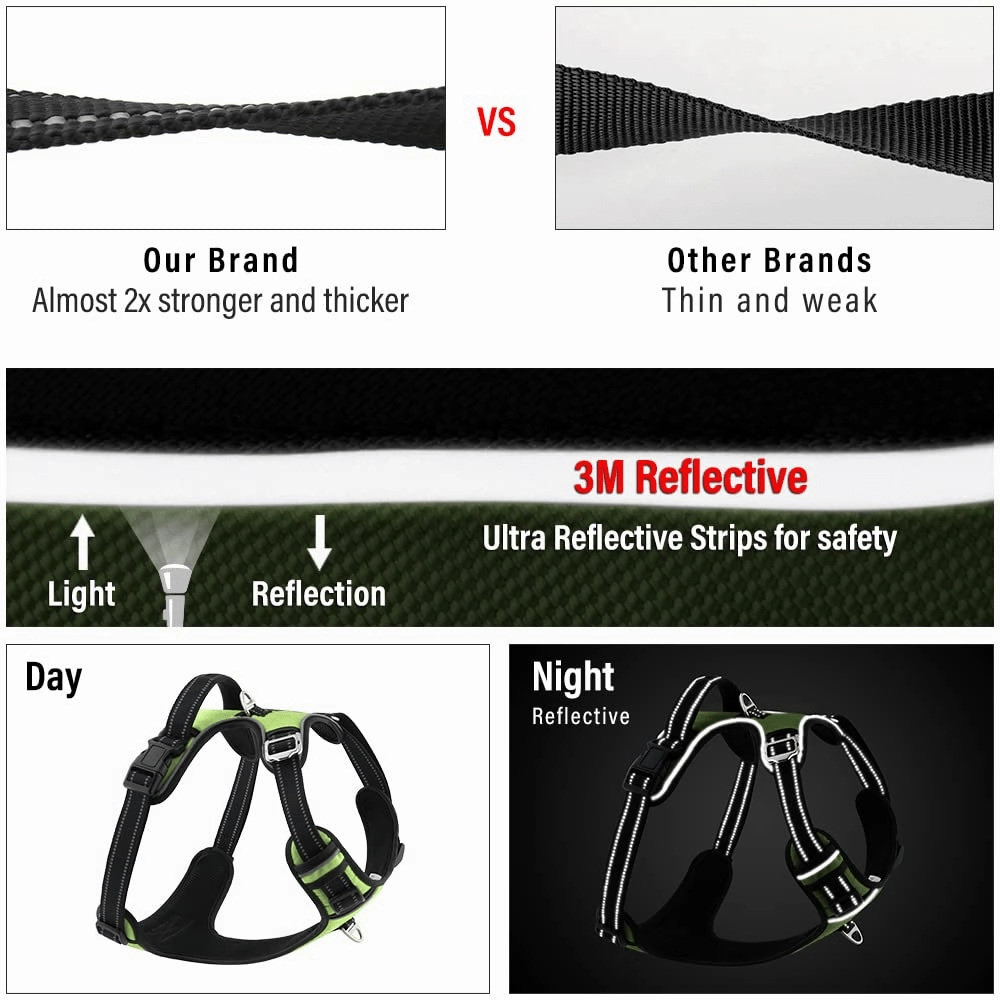 Hank 3M Reflective Harness for Puller Dogs (Neon Green)
