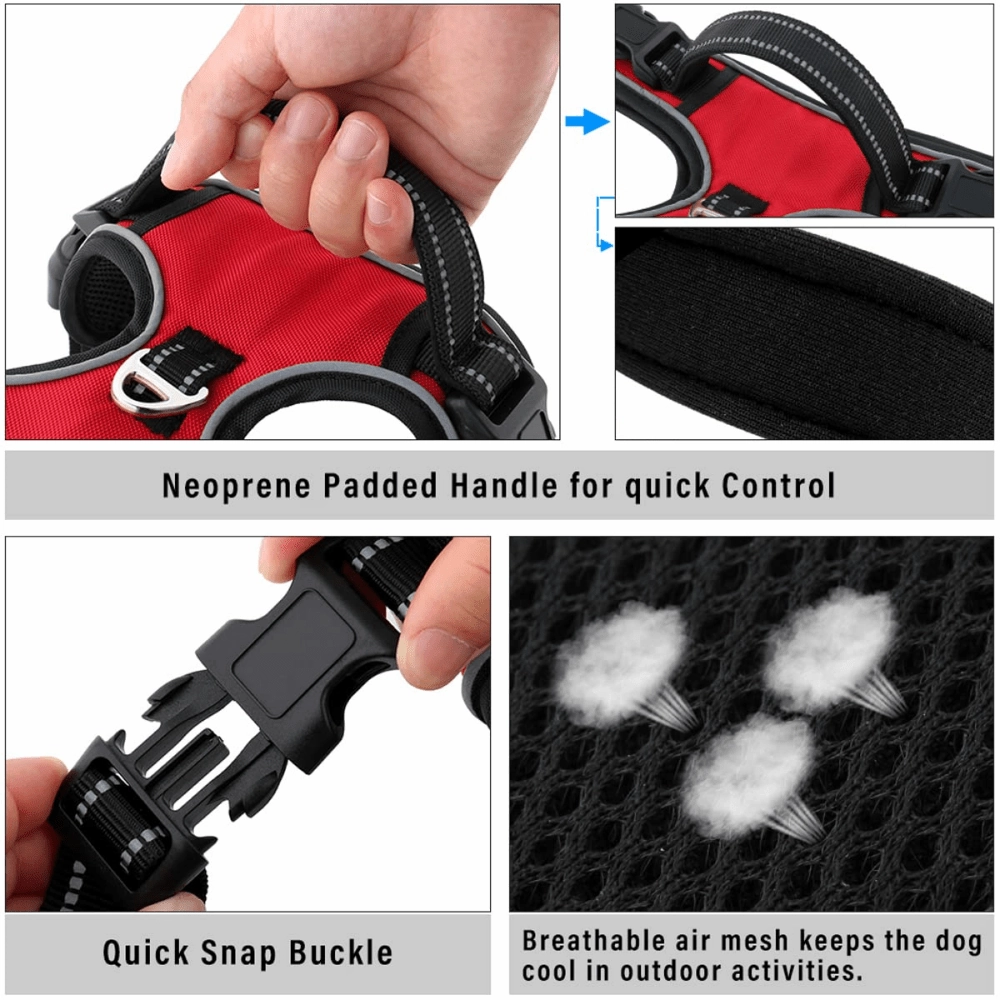 Hank 3M Reflective Harness for Puller Dogs (Red)