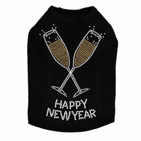 Happy New Year Rhinestone Dog Tank