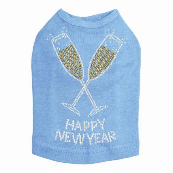 Happy New Year Rhinestone Dog Tank