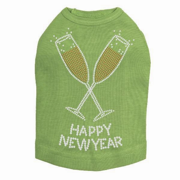 Happy New Year Rhinestone Dog Tank