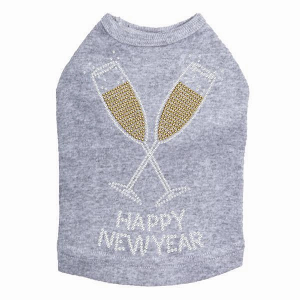 Happy New Year Rhinestone Dog Tank