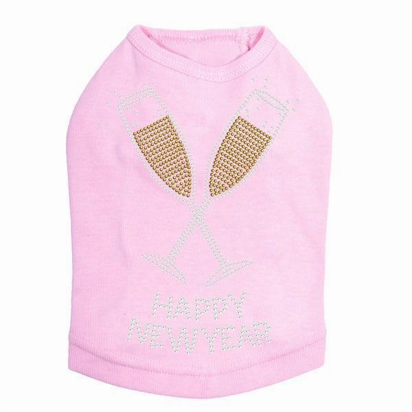 Happy New Year Rhinestone Dog Tank