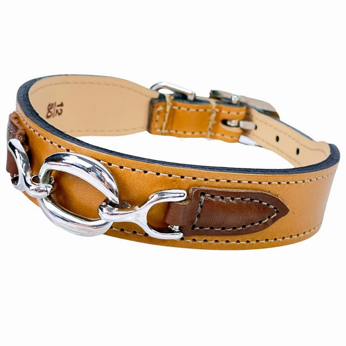 Hartman Collection Dog Collar Tan/Rich Brown/Nickel