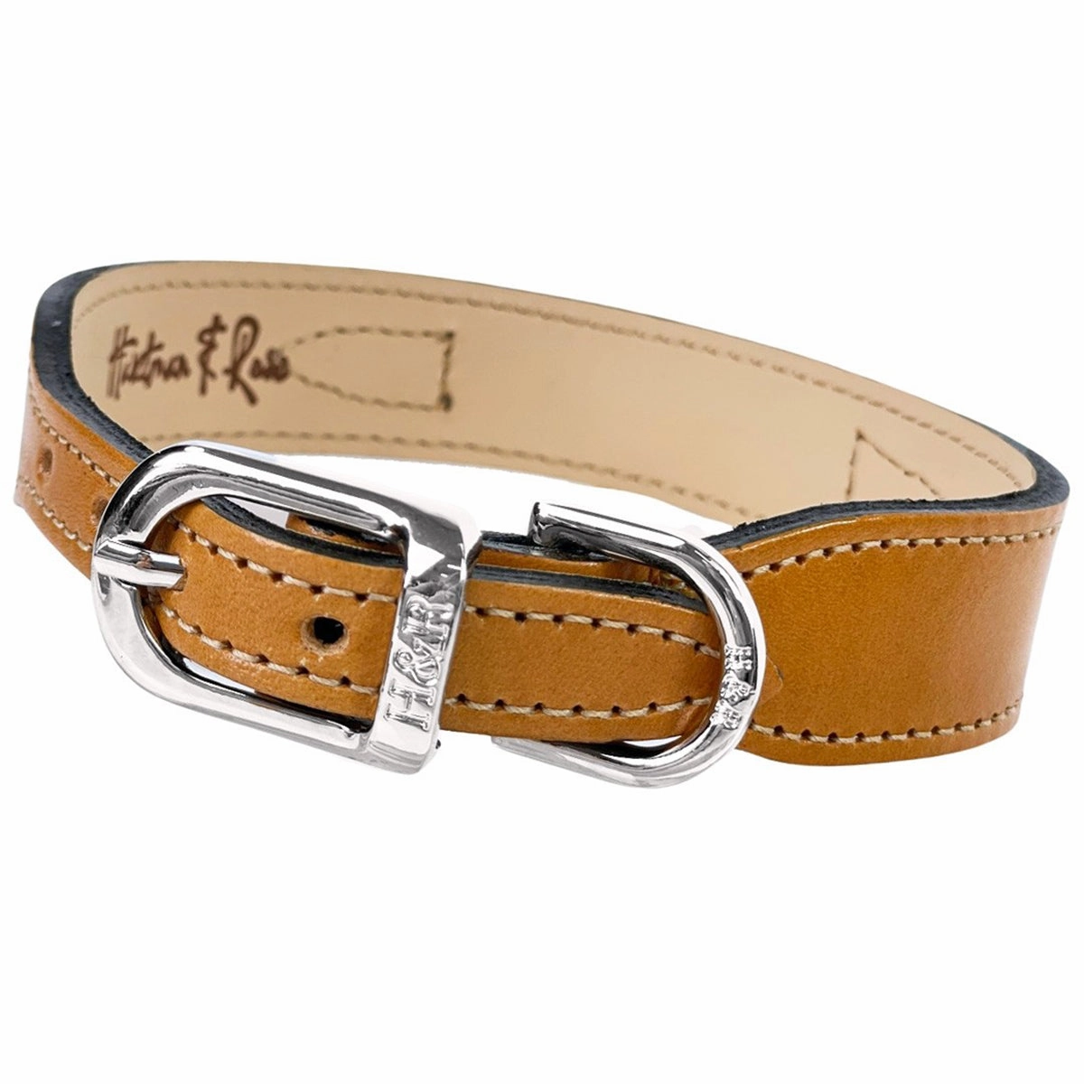 Hartman Collection Dog Collar Tan/Rich Brown/Nickel