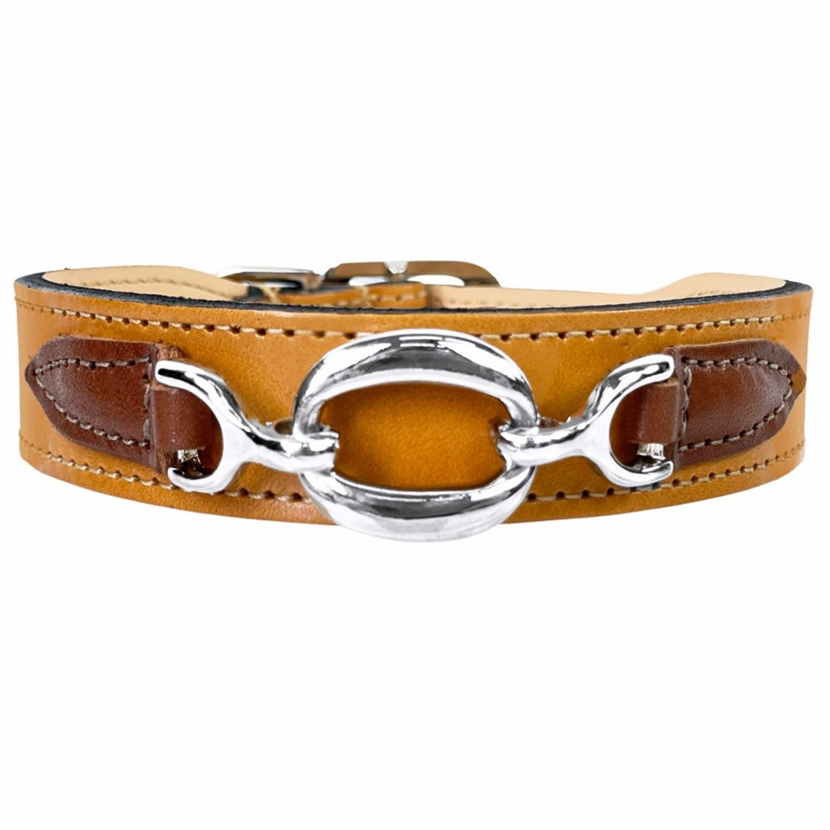 Hartman Collection Dog Collar Tan/Rich Brown/Nickel