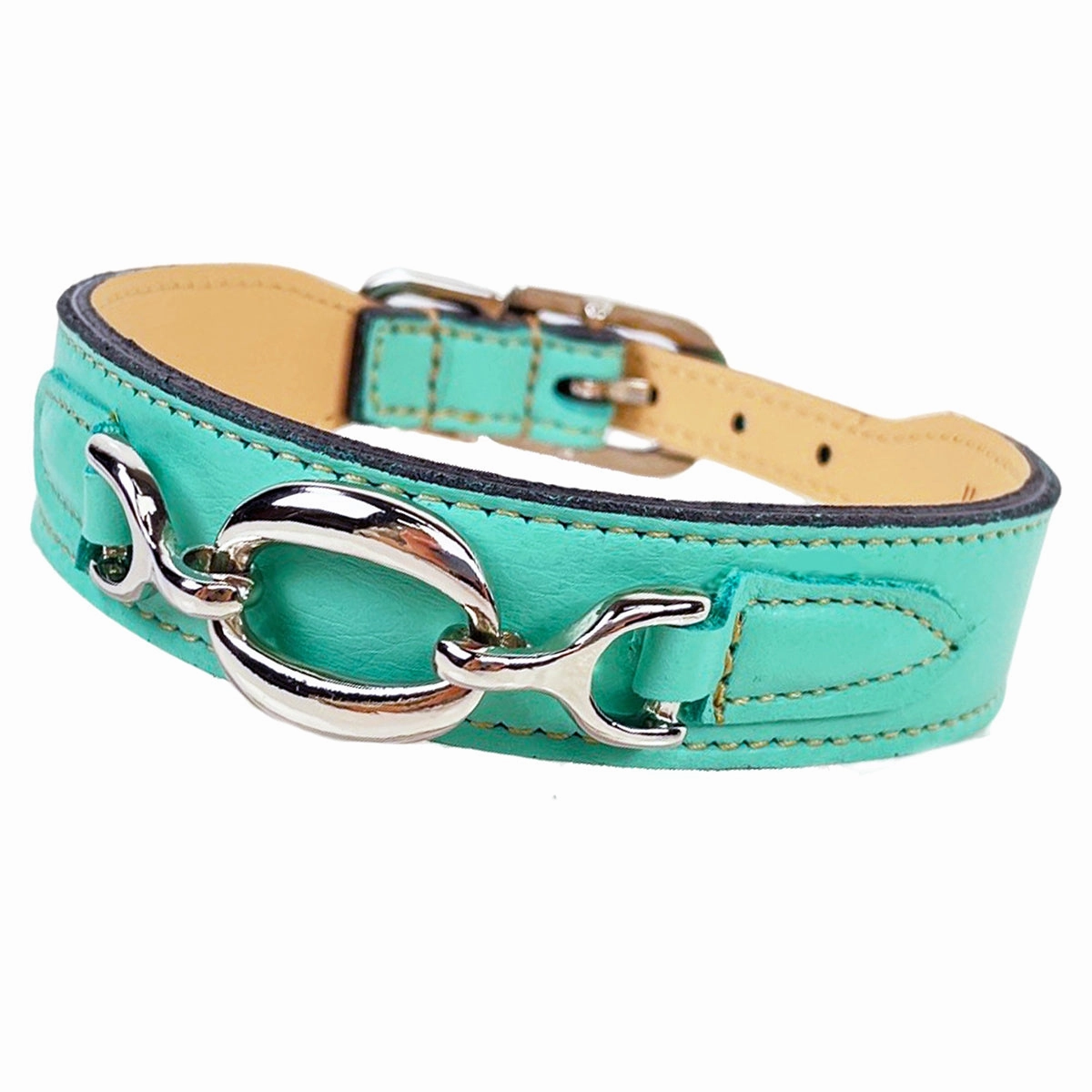 Hartman Collection Dog Collar Turquoise/Nickel