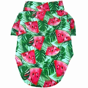 Hawaiian Dog Camp Shirt Juicy Watermelon