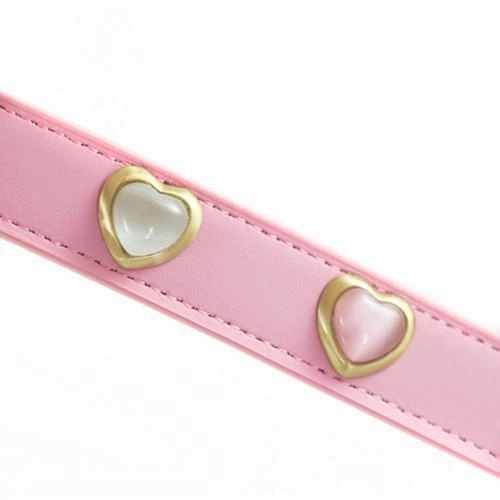 Heart Pink And White Cat Eye On Pink Dog Leash