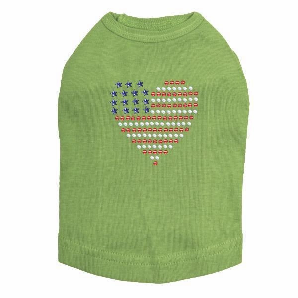 Heart USA Rhinestone Dog Tank