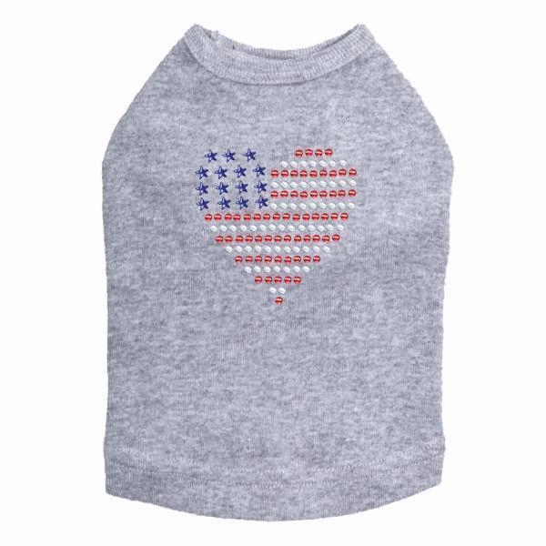 Heart USA Rhinestone Dog Tank