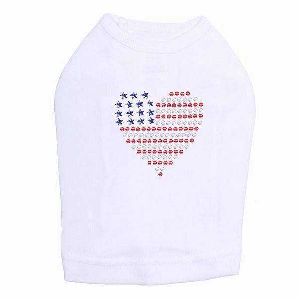 Heart USA Rhinestone Dog Tank
