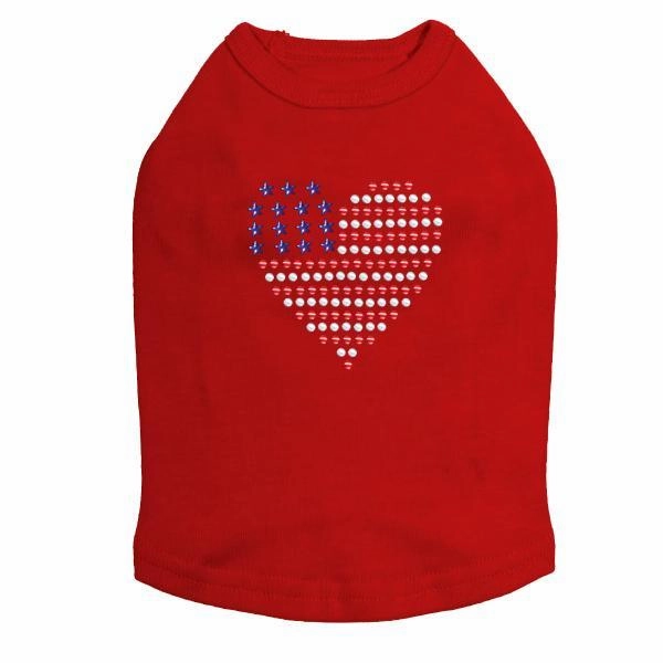 Heart USA Rhinestone Dog Tank