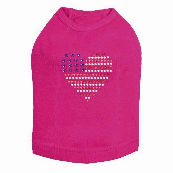 Heart USA Rhinestone Dog Tank