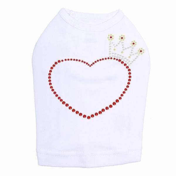 Heart With Crown Rhinestone Dog Tank