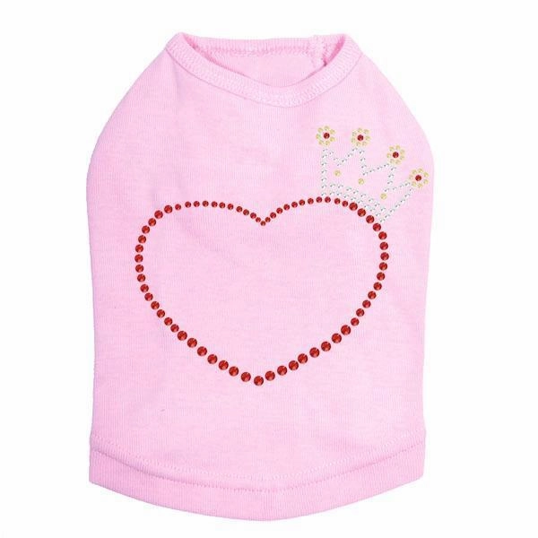 Heart With Crown Rhinestone Dog Tank