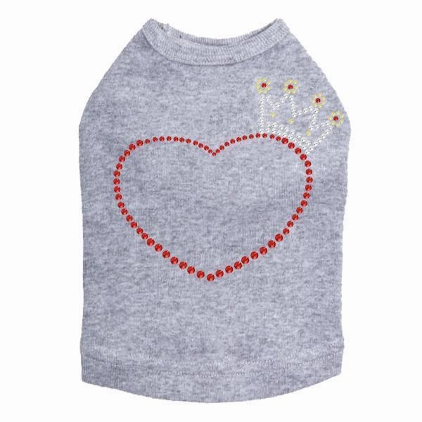 Heart With Crown Rhinestone Dog Tank