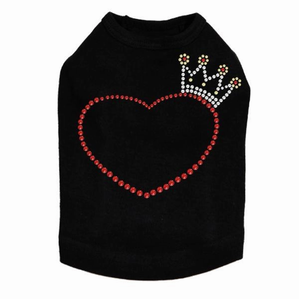Heart With Crown Rhinestone Dog Tank