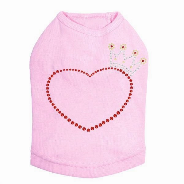 Heart With Crown Rhinestone Dog Tank