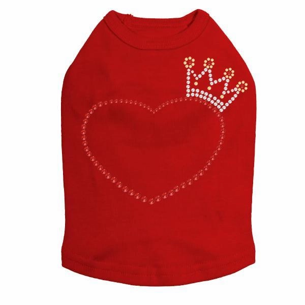 Heart With Crown Rhinestone Dog Tank