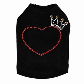 Heart With Crown Rhinestone Dog Tank