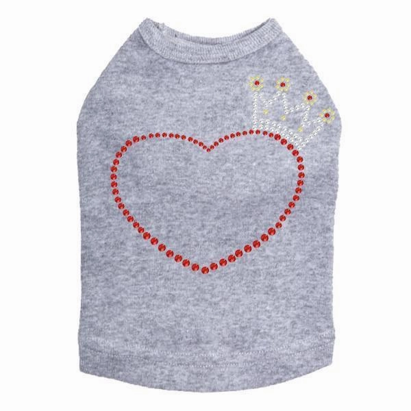 Heart With Crown Rhinestone Dog Tank