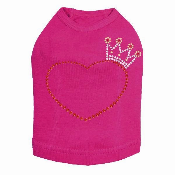 Heart With Crown Rhinestone Dog Tank