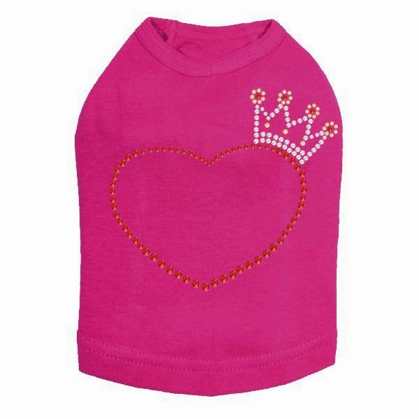 Heart With Crown Rhinestone Dog Tank