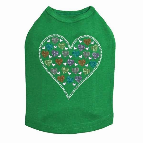 Heart With Multicolor Rhinestud Hearts Rhinestone Dog Tank
