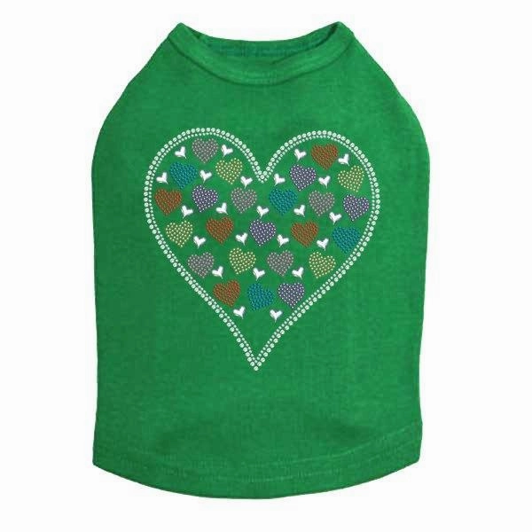 Heart With Multicolor Rhinestud Hearts Rhinestone Dog Tank