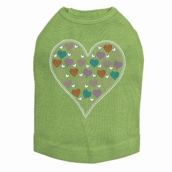 Heart With Multicolor Rhinestud Hearts Rhinestone Dog Tank