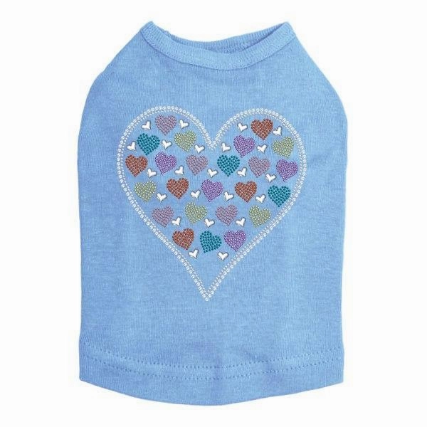 Heart With Multicolor Rhinestud Hearts Rhinestone Dog Tank