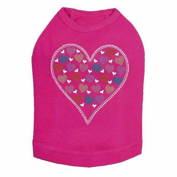 Heart With Multicolor Rhinestud Hearts Rhinestone Dog Tank