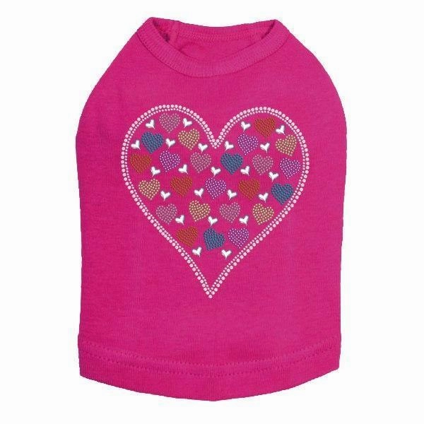 Heart With Multicolor Rhinestud Hearts Rhinestone Dog Tank