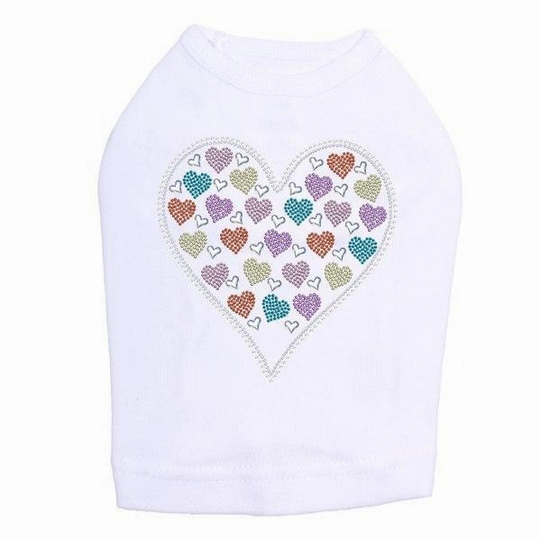 Heart With Multicolor Rhinestud Hearts Rhinestone Dog Tank