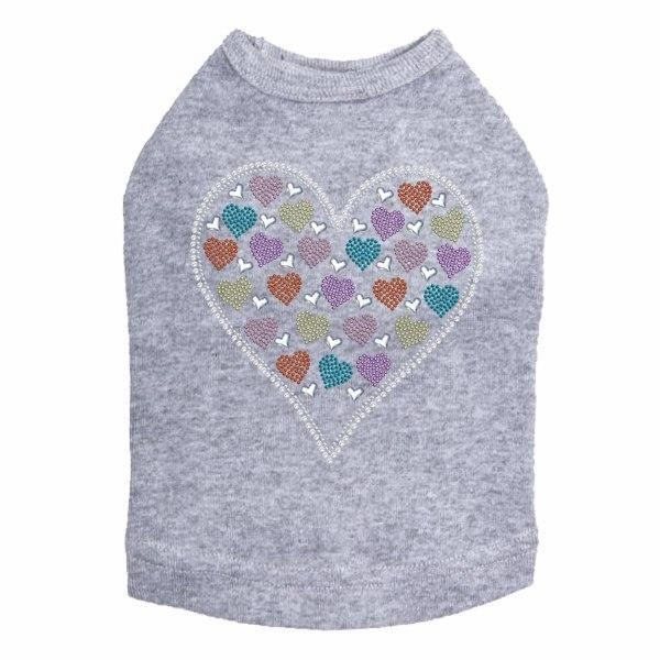 Heart With Multicolor Rhinestud Hearts Rhinestone Dog Tank