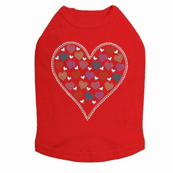 Heart With Multicolor Rhinestud Hearts Rhinestone Dog Tank