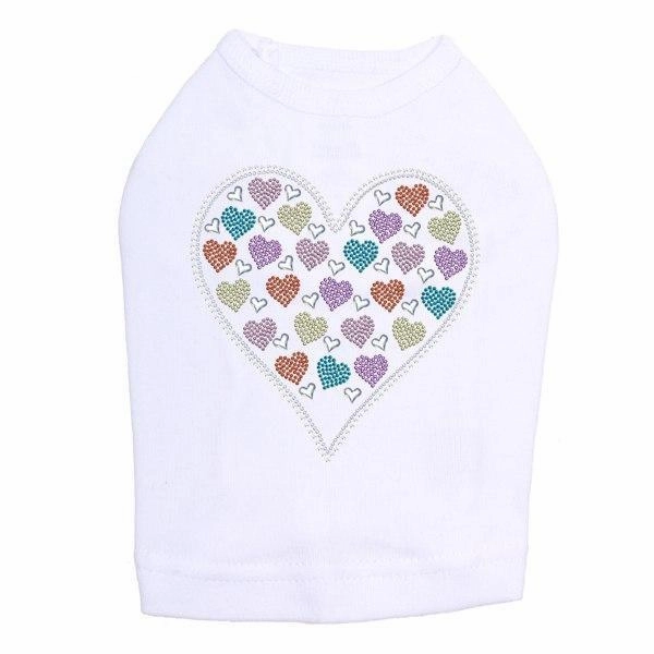 Heart With Multicolor Rhinestud Hearts Rhinestone Dog Tank