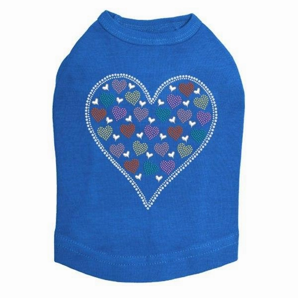 Heart With Multicolor Rhinestud Hearts Rhinestone Dog Tank